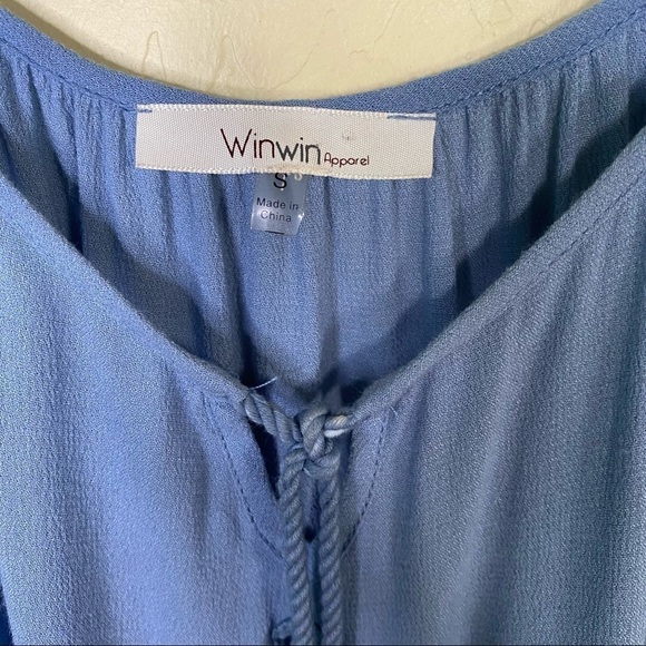 Light Blue Crochet Boho Tunic Flowy Halter Top Y2k Size Small S - Picture 9 of 13